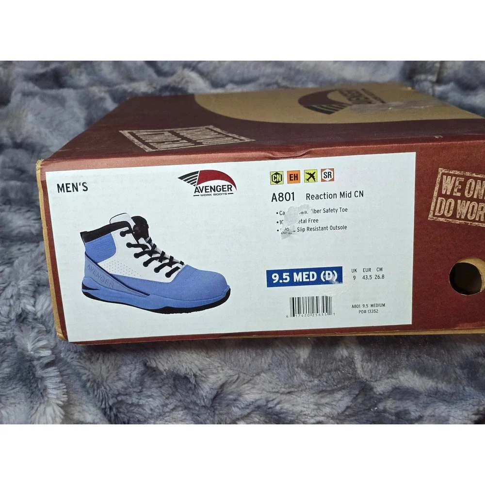 Avenger Men's A801 Reaction Mid Work Boots Composite Toe Blue Size 9.5‎